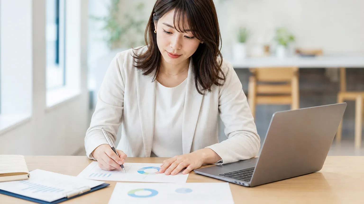 AI導入の費用対効果とKPIを資料で試算し検討する担当者