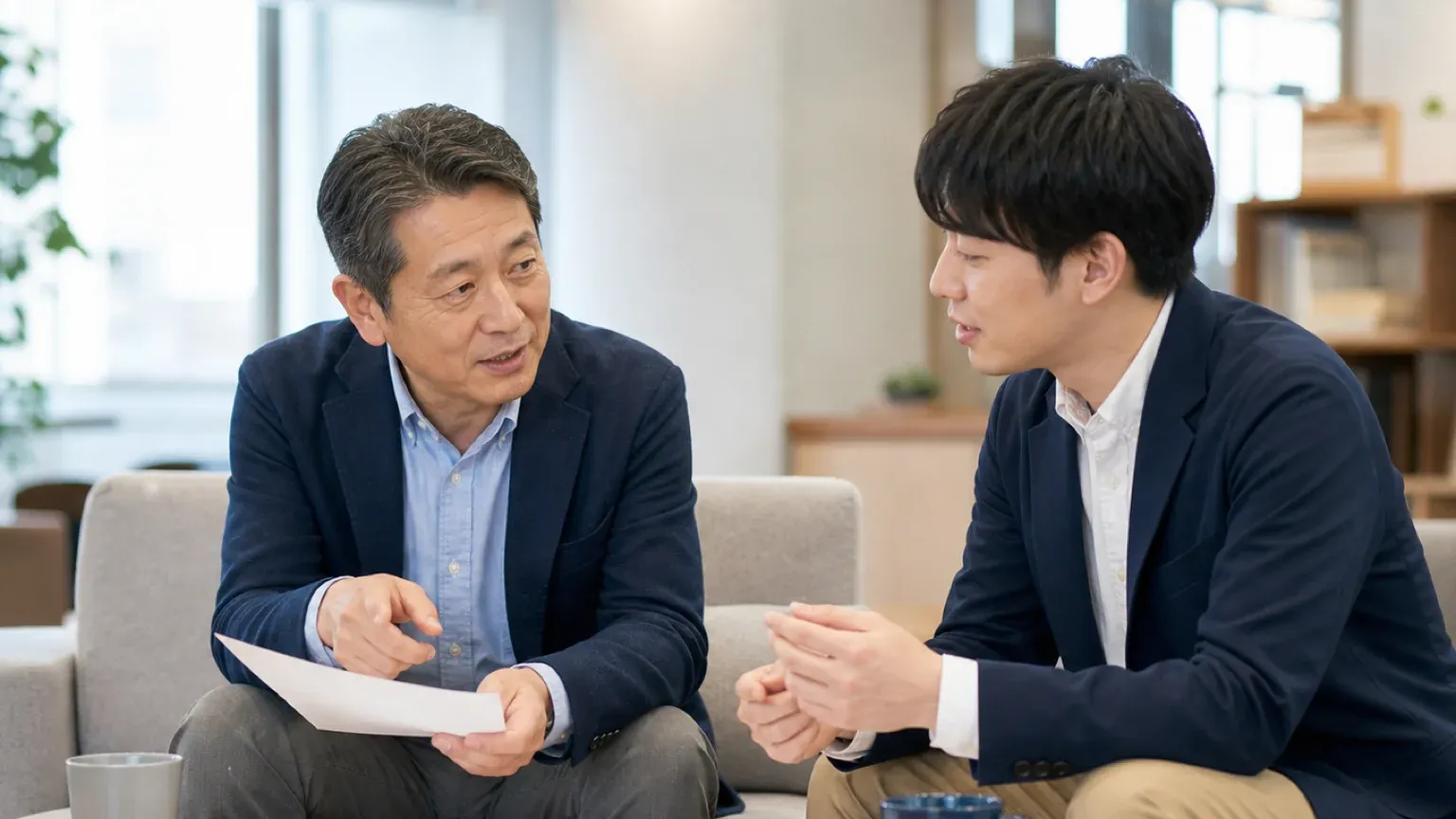 開発会社の担当者に補助金の対象範囲を質問している発注担当者