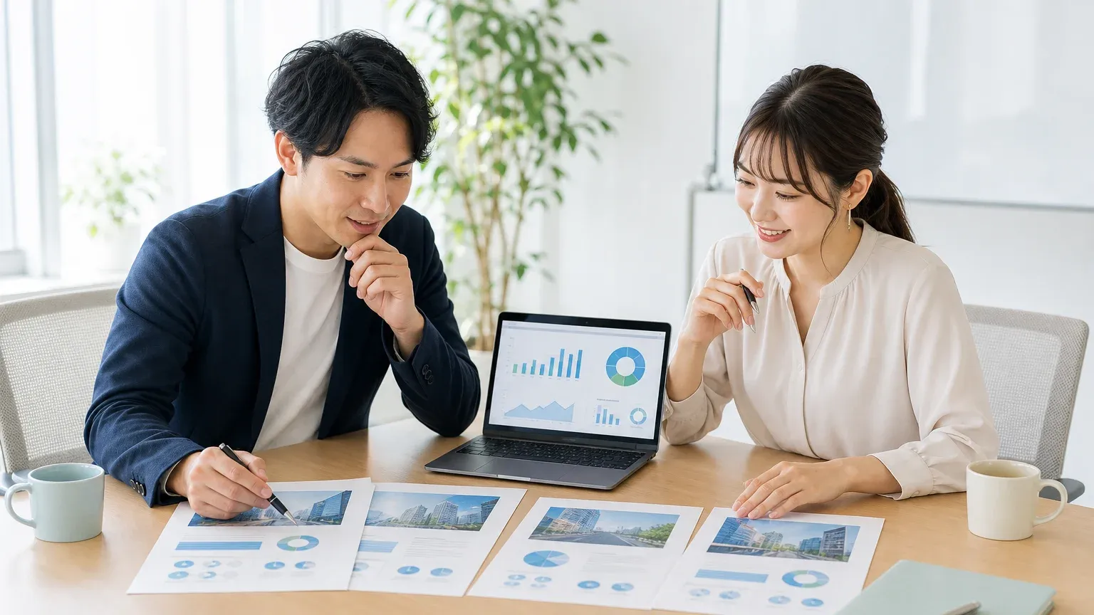 AI開発会社の選び方の比較ポイントを発注側2名で検討する打ち合わせ