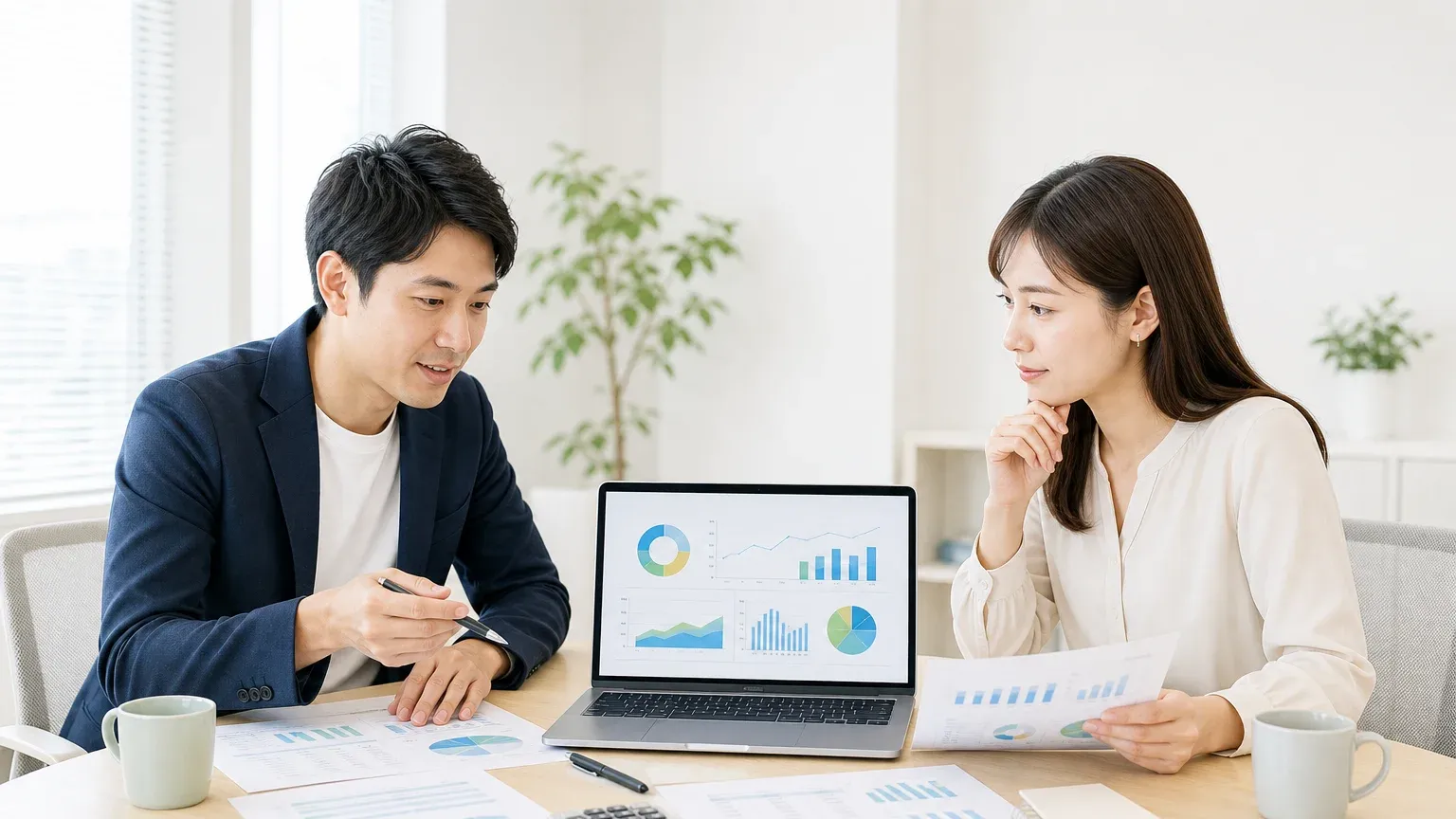AI開発の費用相場をもとに予算と抑え方を話し合う発注側の打ち合わせ