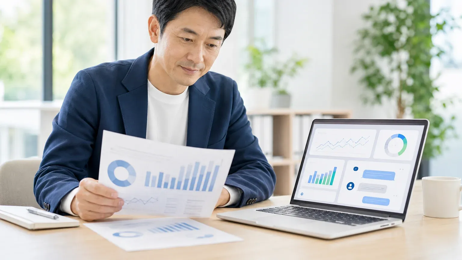 AI開発の品質と精度の評価レポートを確認する発注担当者