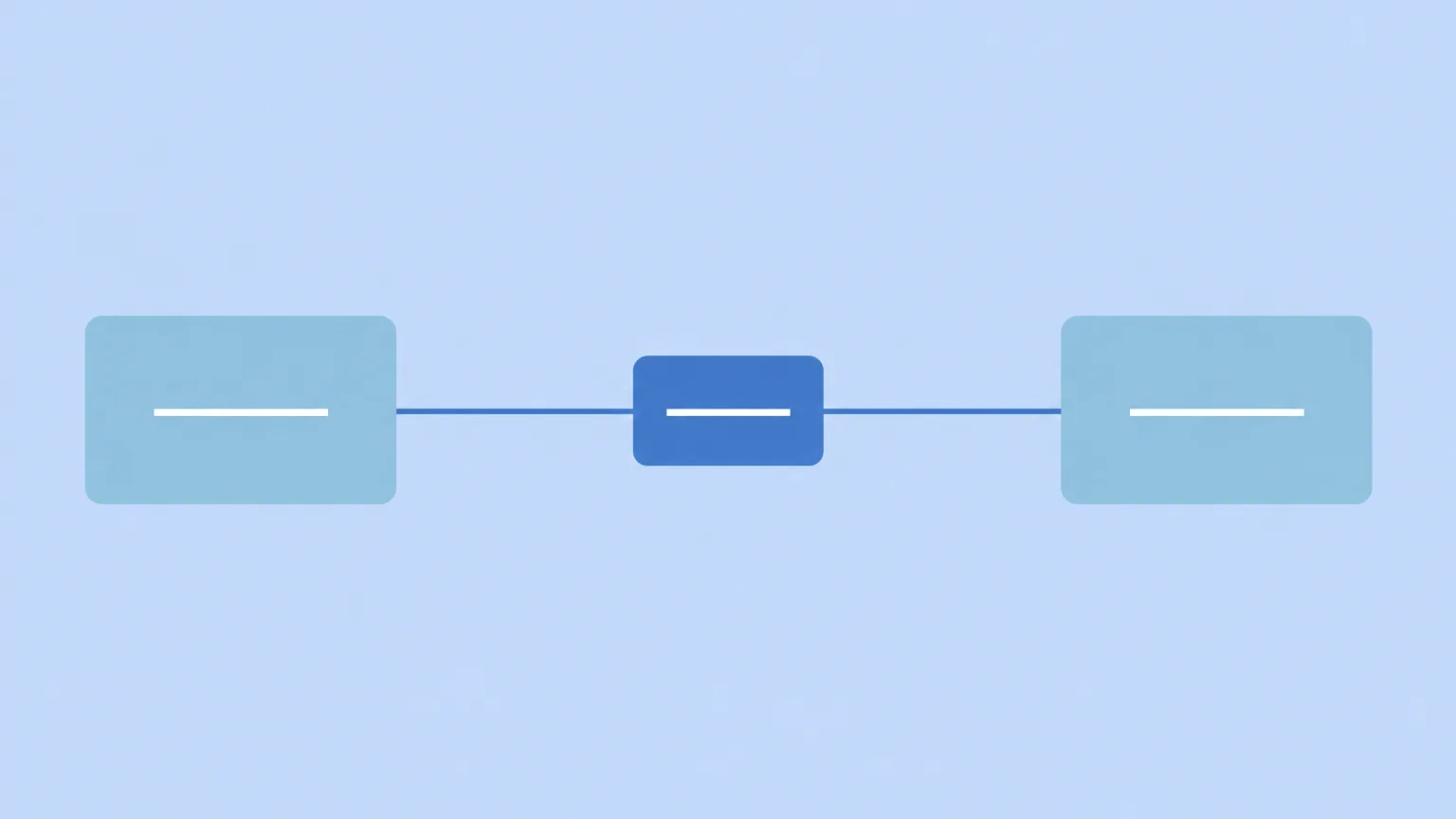 2つの箱をつなぐ線の途中に、ひとつだけ色の違う中継点が置かれていることを示した図