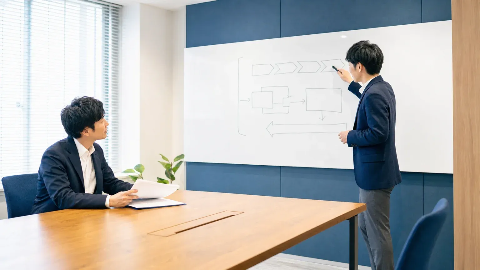 受託開発の依頼から納品までの流れと契約内容を確認するチームの打ち合わせ