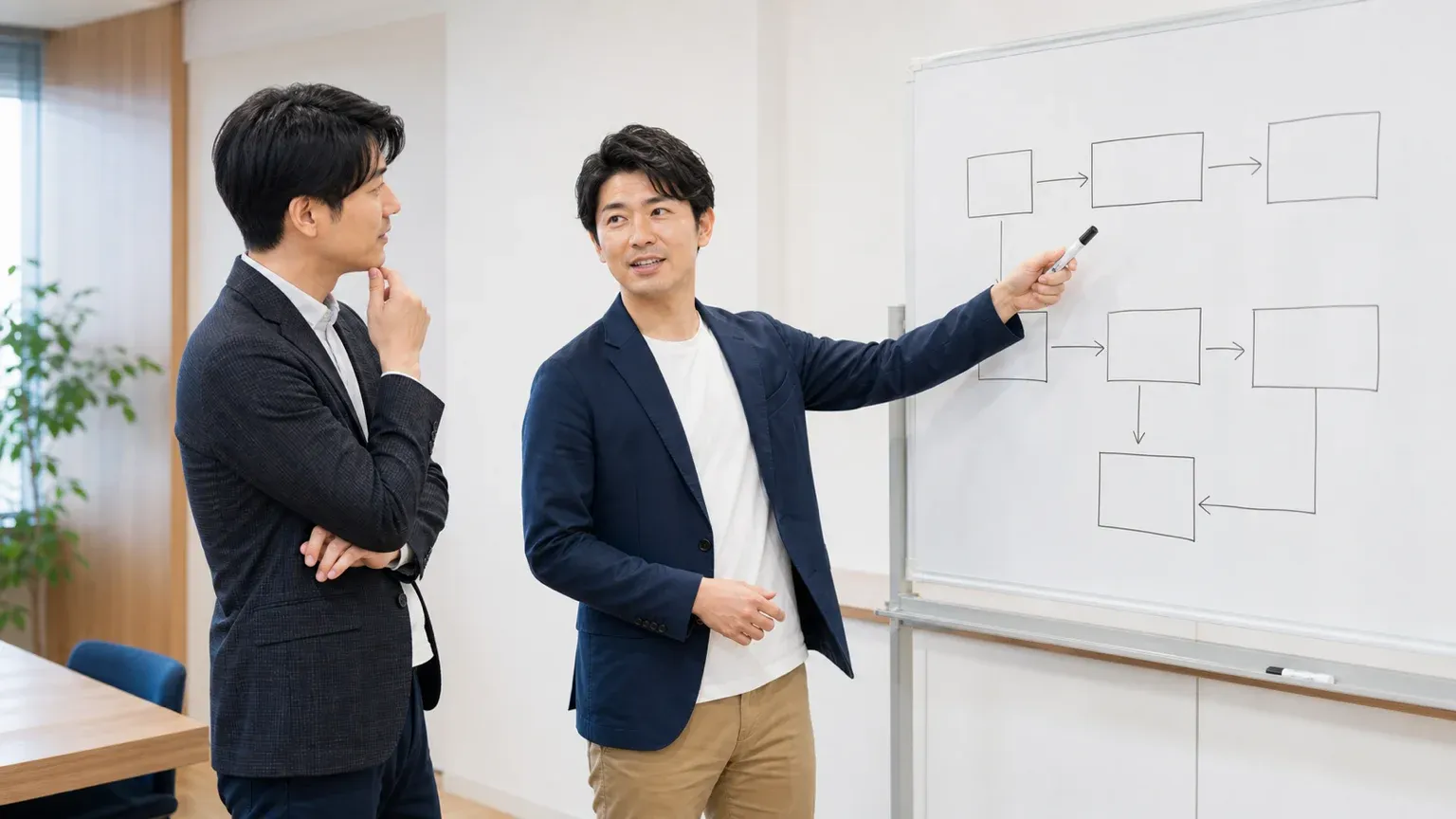 DXの受託開発を任せる会社を比較し、関わり方を確認するチームの打ち合わせ