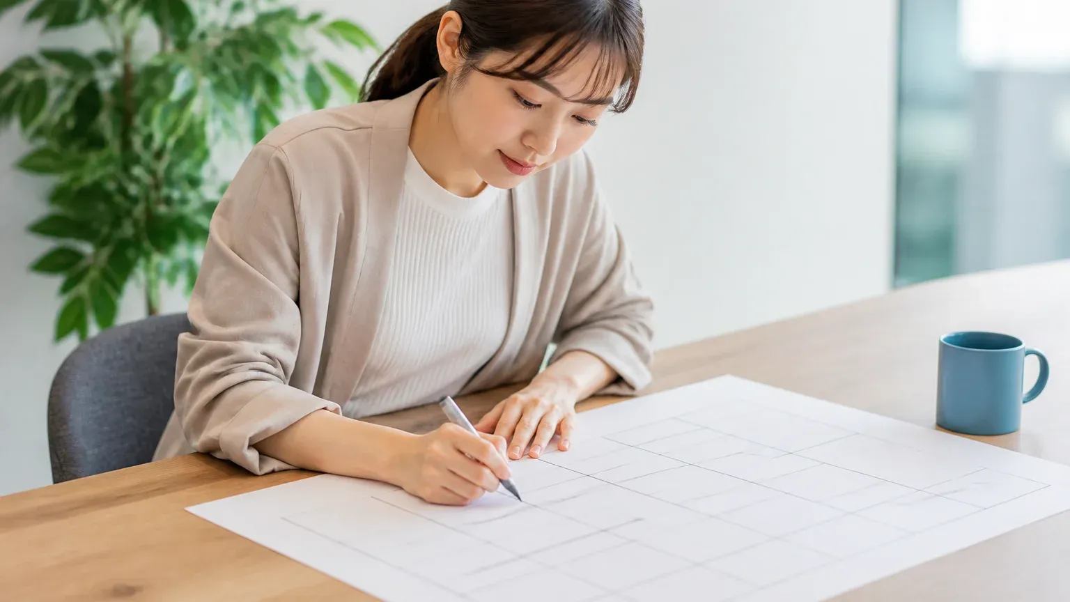 システム開発の期間を稼働時期から逆算してスケジュール表に書き込む担当者