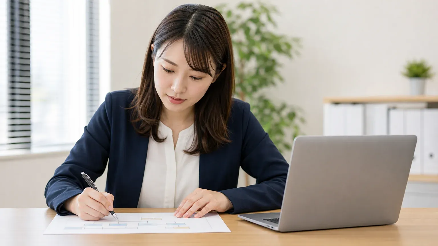 システム開発の体制図を承認する前に、確かめる点を書き出している発注側の担当者