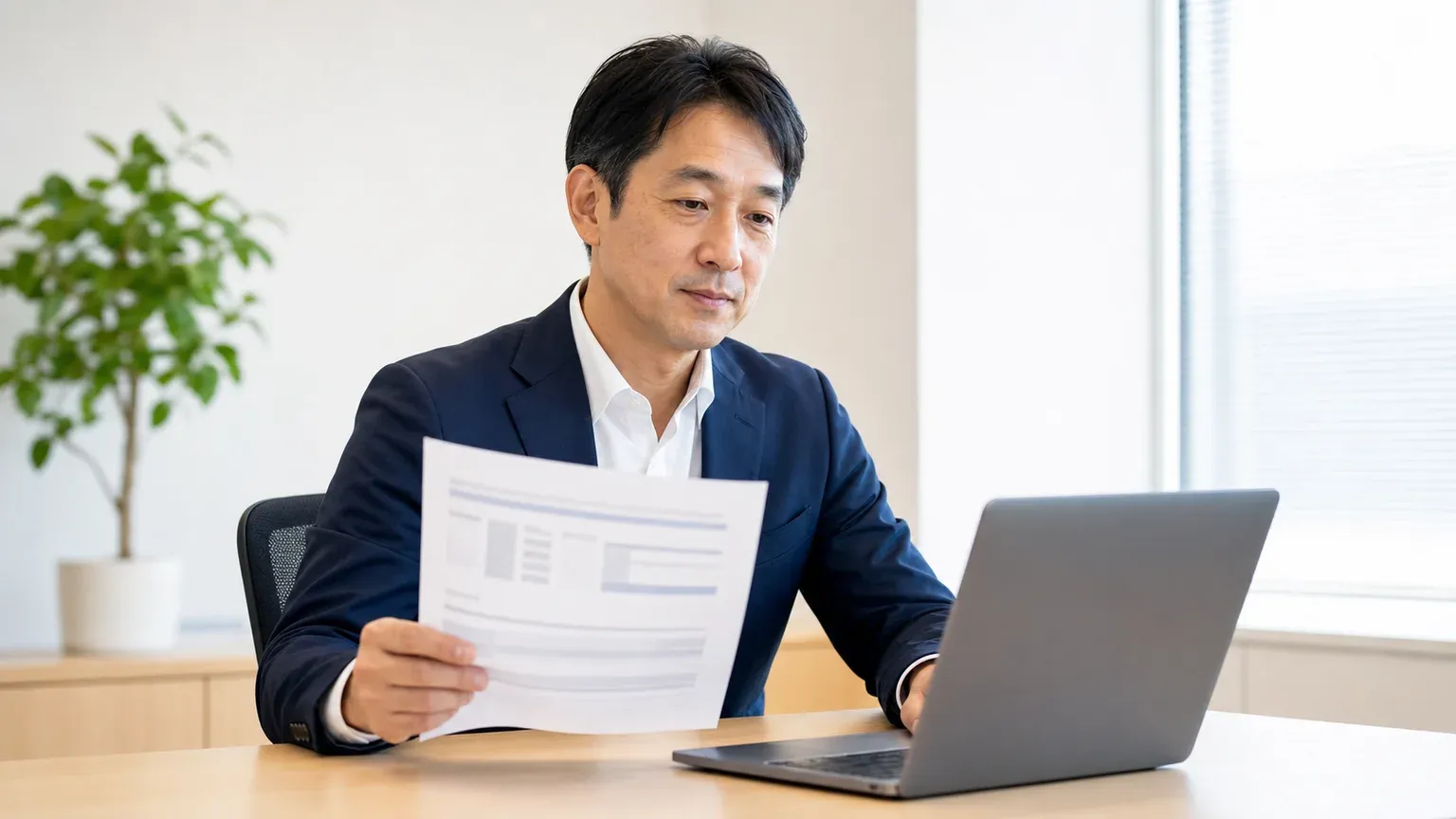 システム開発の見積書を手元で確認し、根拠と工数の妥当性を評価する発注担当者