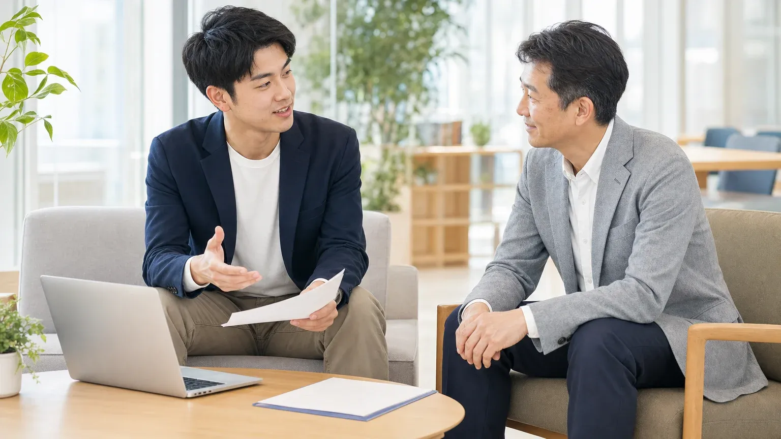 ベンダーコントロールの悩みを先輩に相談して対処を整理する場面